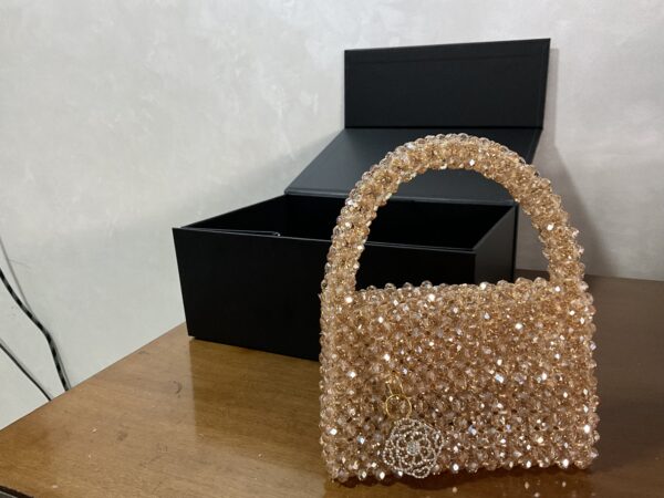 Golden Crystal Beaded Handbag